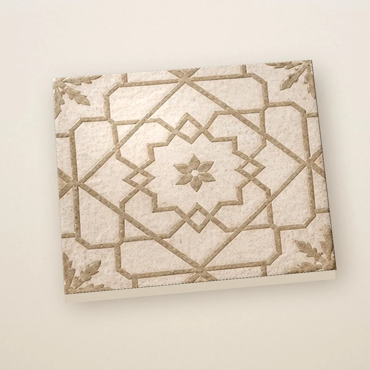 Coastal Sand hand-painted tile, angled view