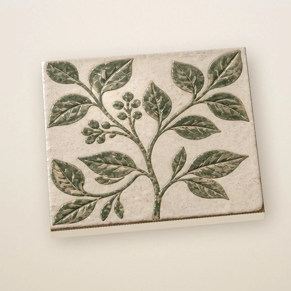 Douro Vine hand-painted tile, angled view