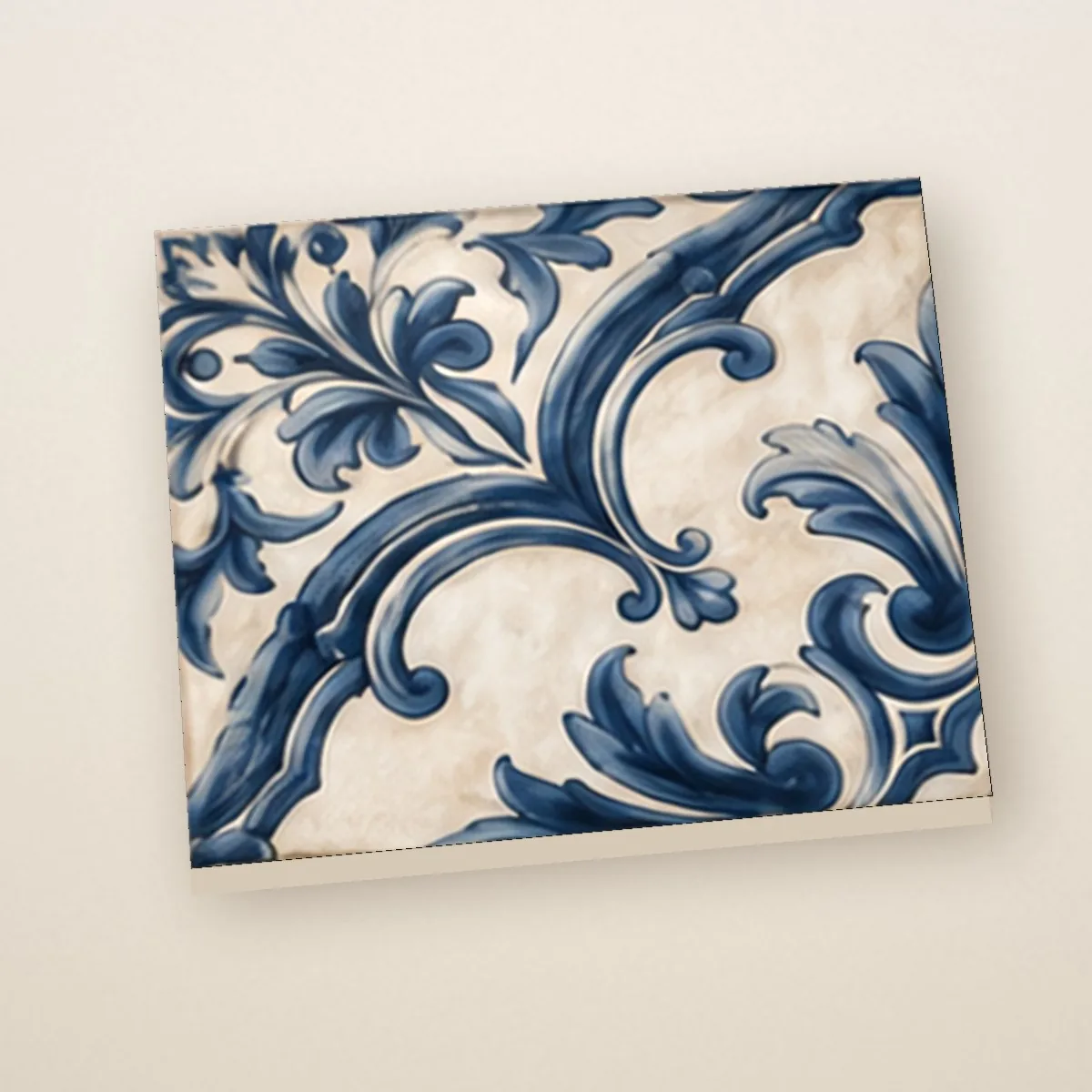 Lisboa Blue hand-painted tile, angled view